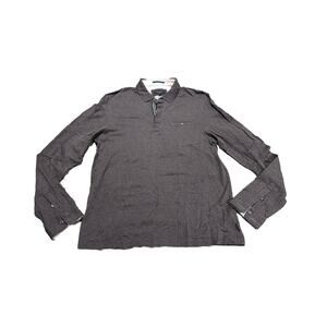 Ted Baker gray textured 100% Cotton long sleeve polo shirt ladies size 4